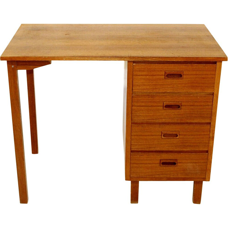 Vintage bureau in teak en beuken, Zweden 1960