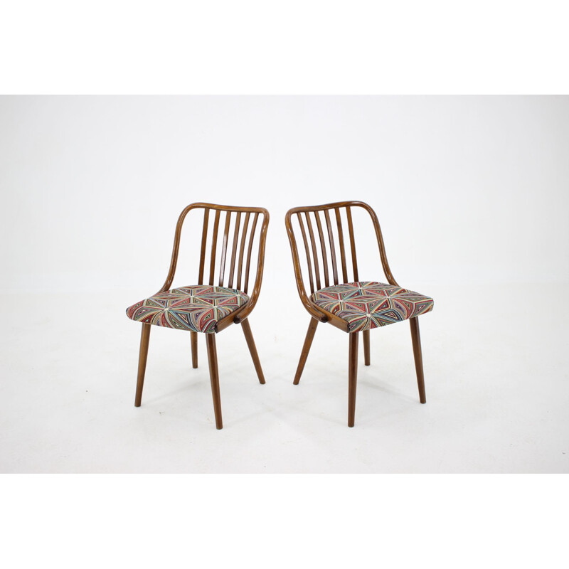 Set of 4 beech dining chairs vintage by Antonin Suman, Czechoslovakia 1960s