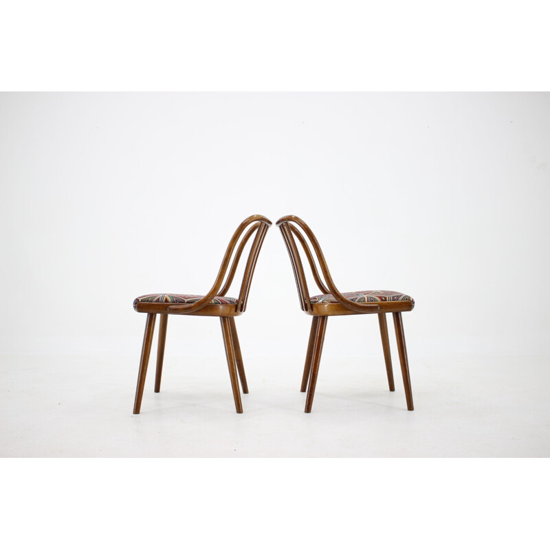 Set of 4 beech dining chairs vintage by Antonin Suman, Czechoslovakia 1960s