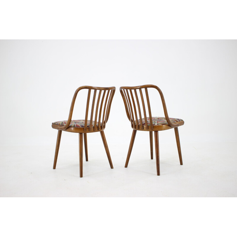 Set of 4 beech dining chairs vintage by Antonin Suman, Czechoslovakia 1960s