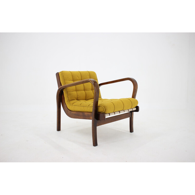 Vintage oak armchair by Karel Kozelka and Antonin Kropacek, Czechoslovakia 1940s