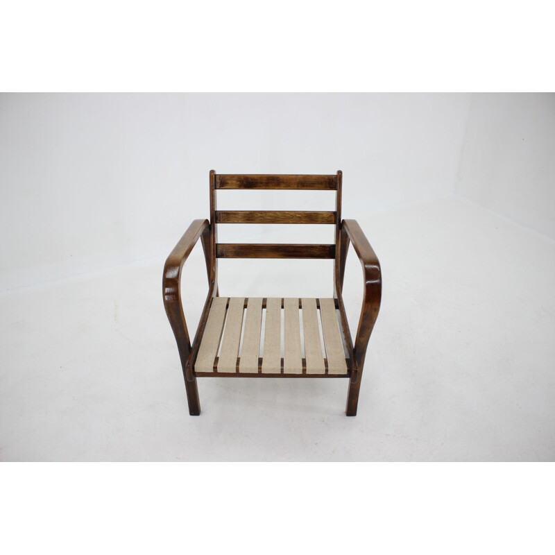 Vintage oak armchair by Karel Kozelka and Antonin Kropacek, Czechoslovakia 1940s