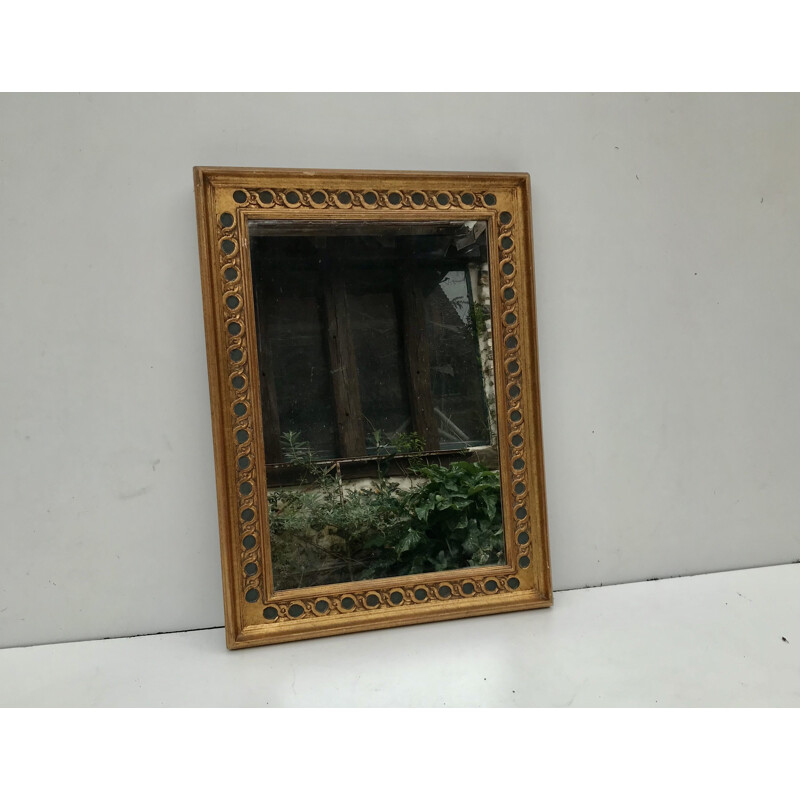 Vintage rectangular mirror in gilded wood, 1950