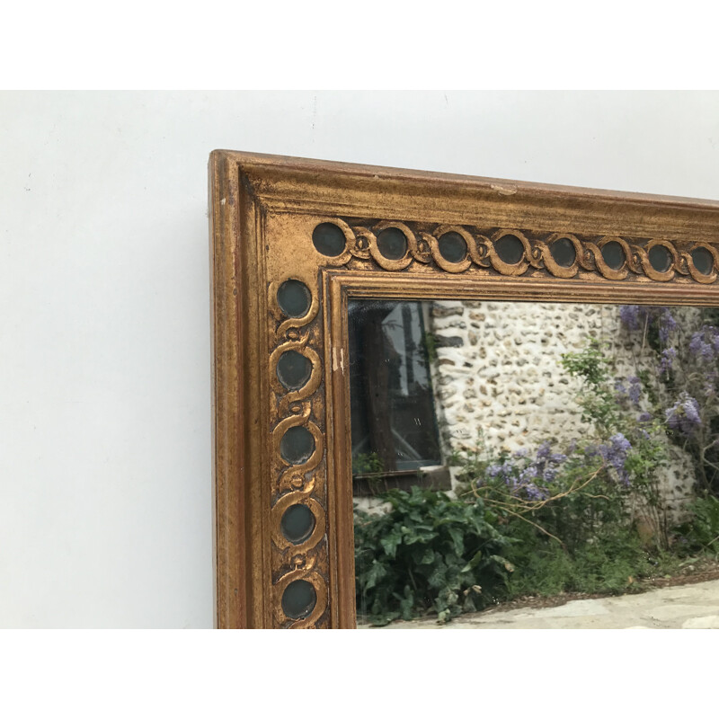 Vintage rectangular mirror in gilded wood, 1950