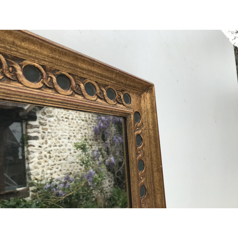 Vintage rectangular mirror in gilded wood, 1950