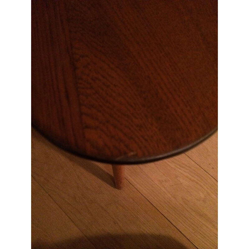 Tripod oakwood coffee table - 1960s
