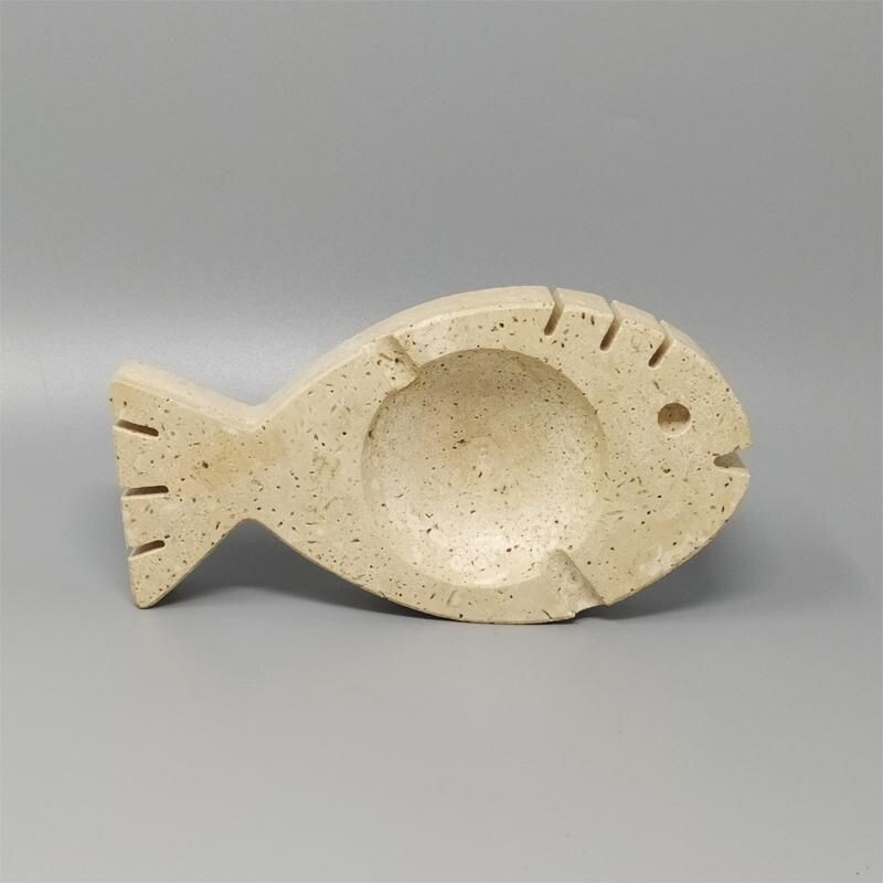 Mid century original ashtray in travertine by Enzo Mari for F.lli Mannelli, Italy 1970s