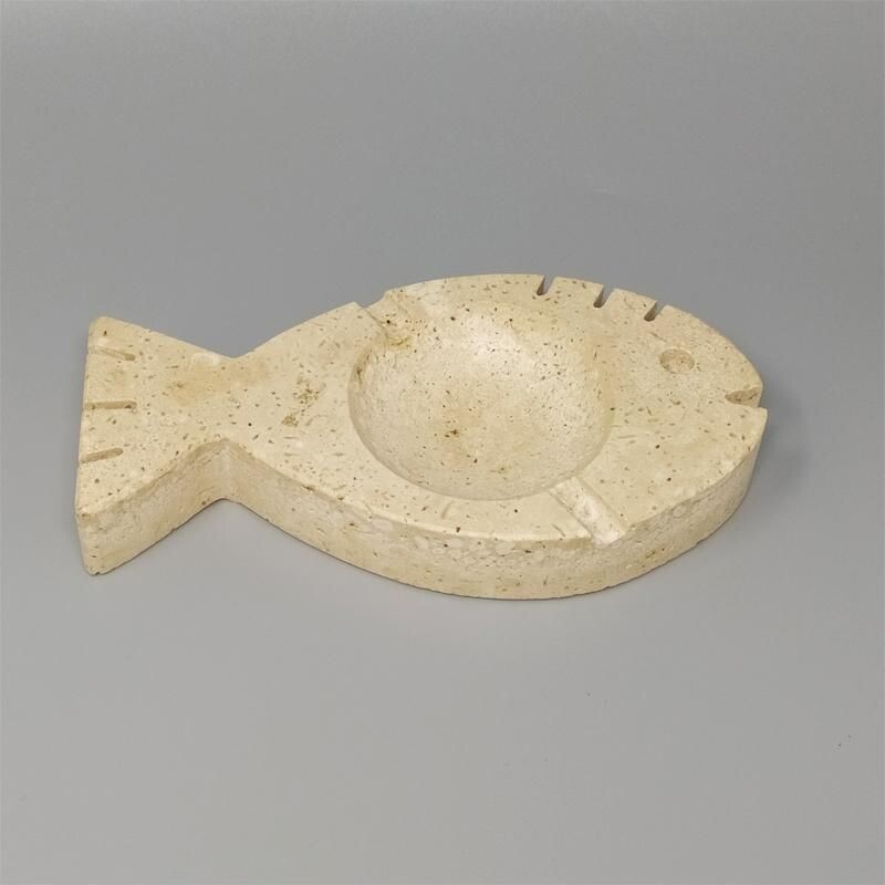 Mid century original ashtray in travertine by Enzo Mari for F.lli Mannelli, Italy 1970s