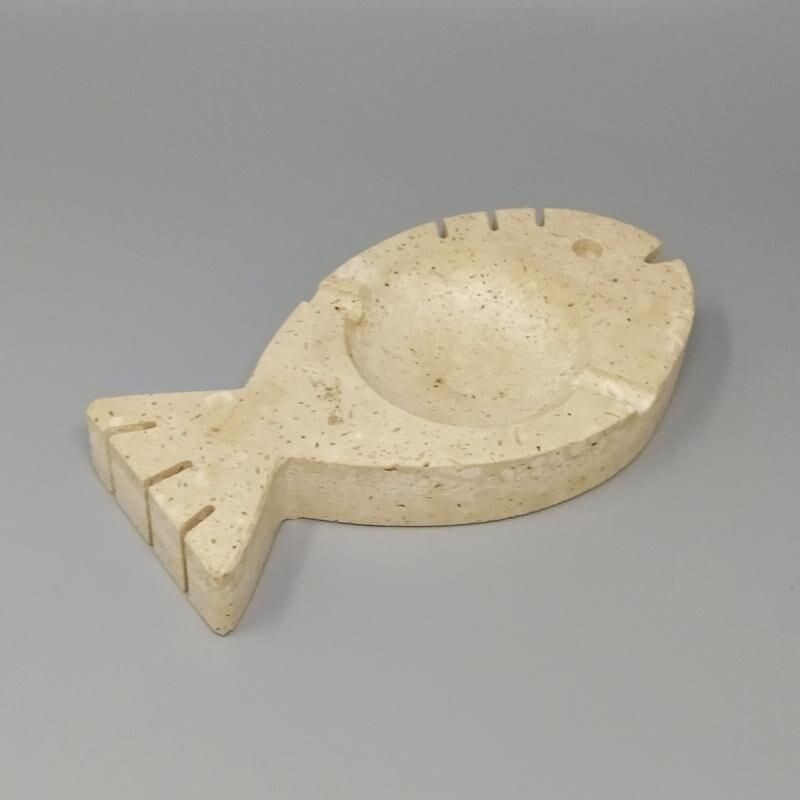 Mid century original ashtray in travertine by Enzo Mari for F.lli Mannelli, Italy 1970s