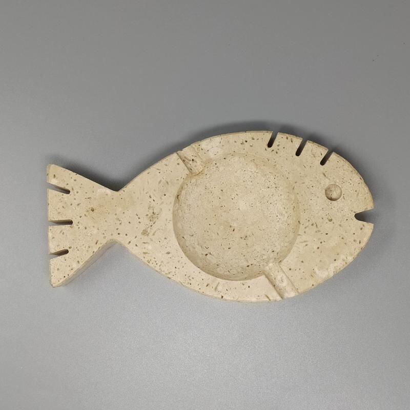 Mid century original ashtray in travertine by Enzo Mari for F.lli Mannelli, Italy 1970s