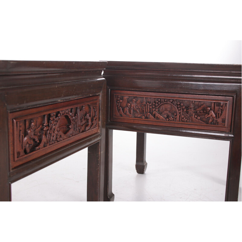 Pair of vintage wooden bedside tables, China 1900