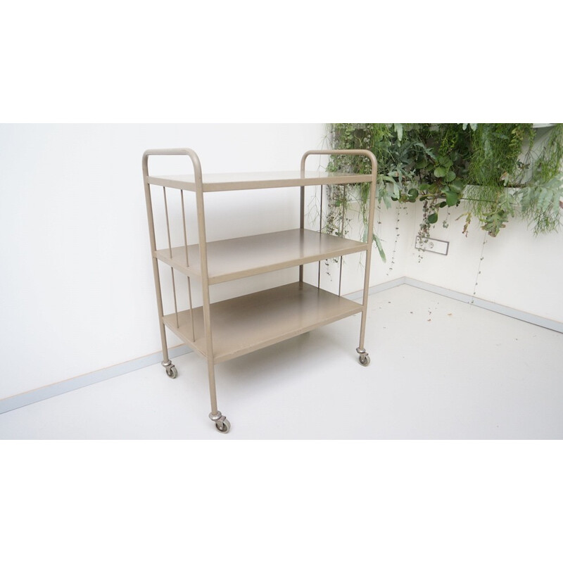 Industrial Tubax grey serving trolley - 1960s