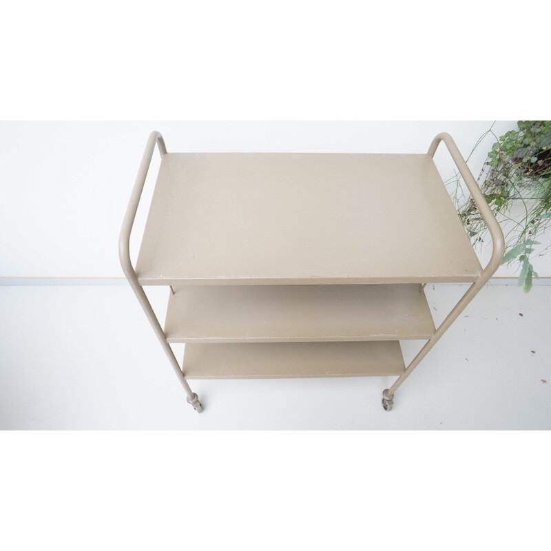 Industrial Tubax grey serving trolley - 1960s