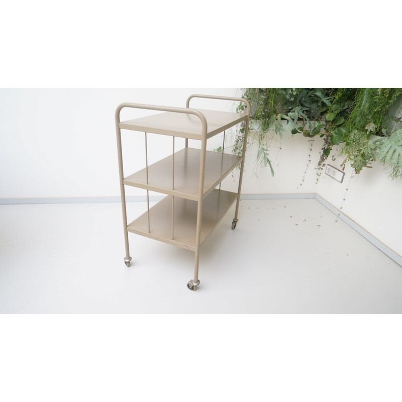 Industrial Tubax grey serving trolley - 1960s