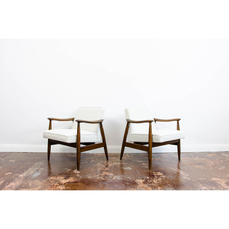 Pair of Gfm 87 type 300 203 armchairs vintage by Juliusz Kędziorek, 1960s