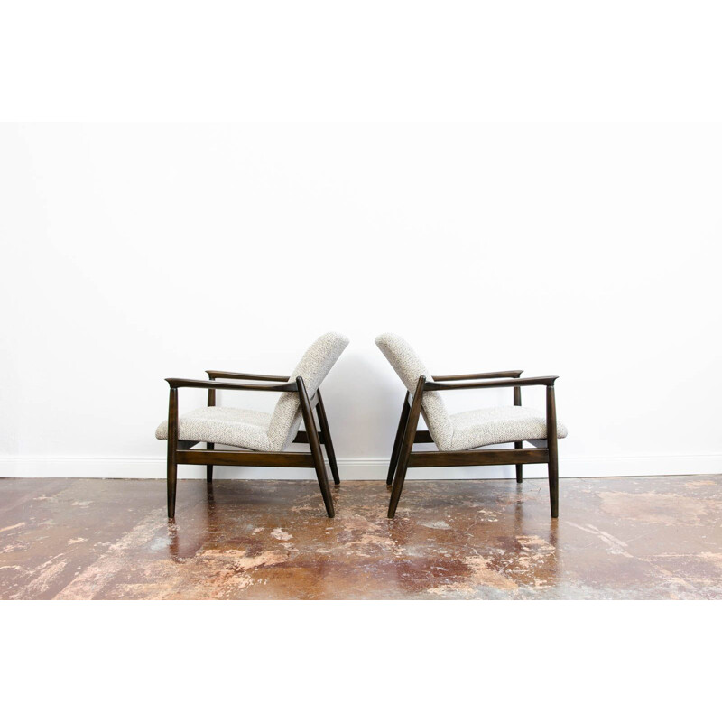 Pair of GFM-64 armchairs vintage by Edmund Homa, Poland 1960s