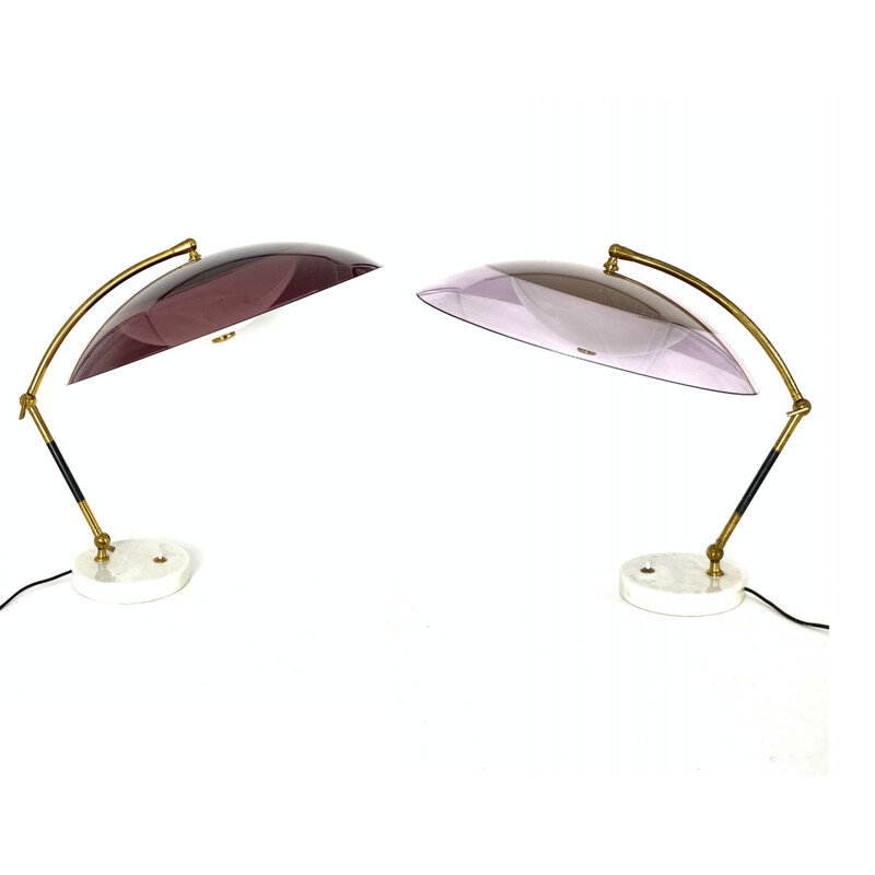 Pair of mod. Orleans dome table lamps vintage, Italy 1955s