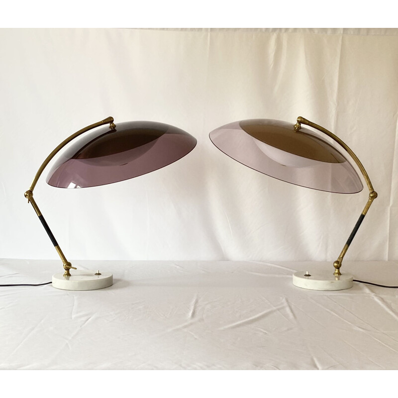 Pair of mod. Orleans dome table lamps vintage, Italy 1955s