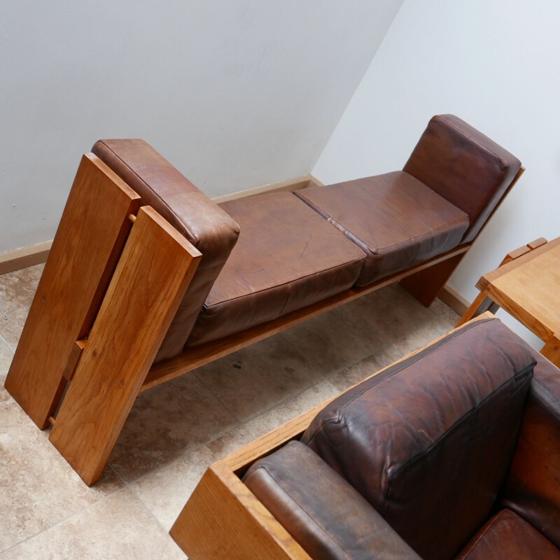 Set of huge room suite of mid century armchairs, sofas, benches and coffee tables, Italy 1960s