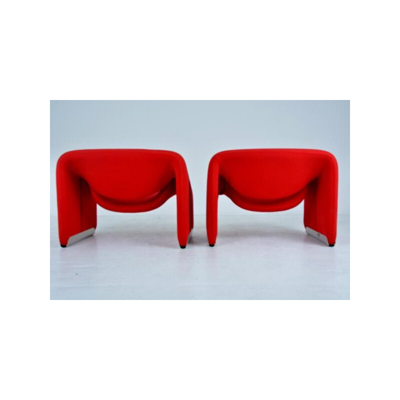 F598 pair of Artifort pair of armchairs in metal and wool, Pierre PAULIN - 1970s