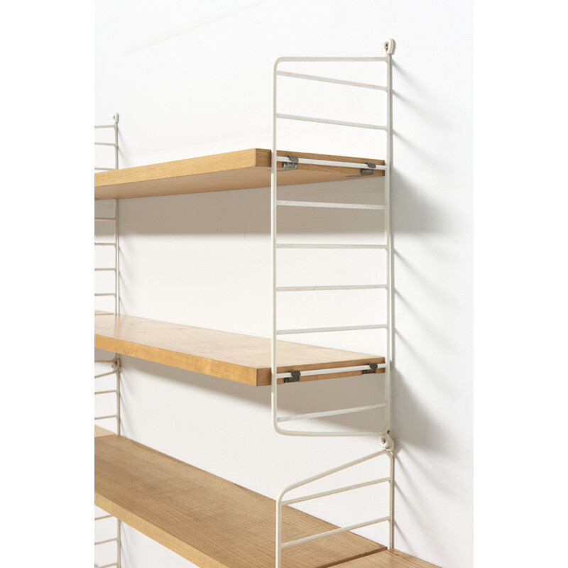 Set of string bookshelves vintage in ash by Nisse Strinning, Sweden 1950s