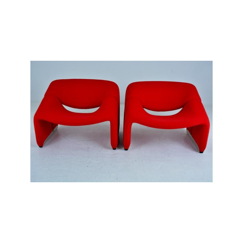 Paire de fauteuils Artifort "Groovy" F598 en métal et laine, Pierre PAULIN - 1970