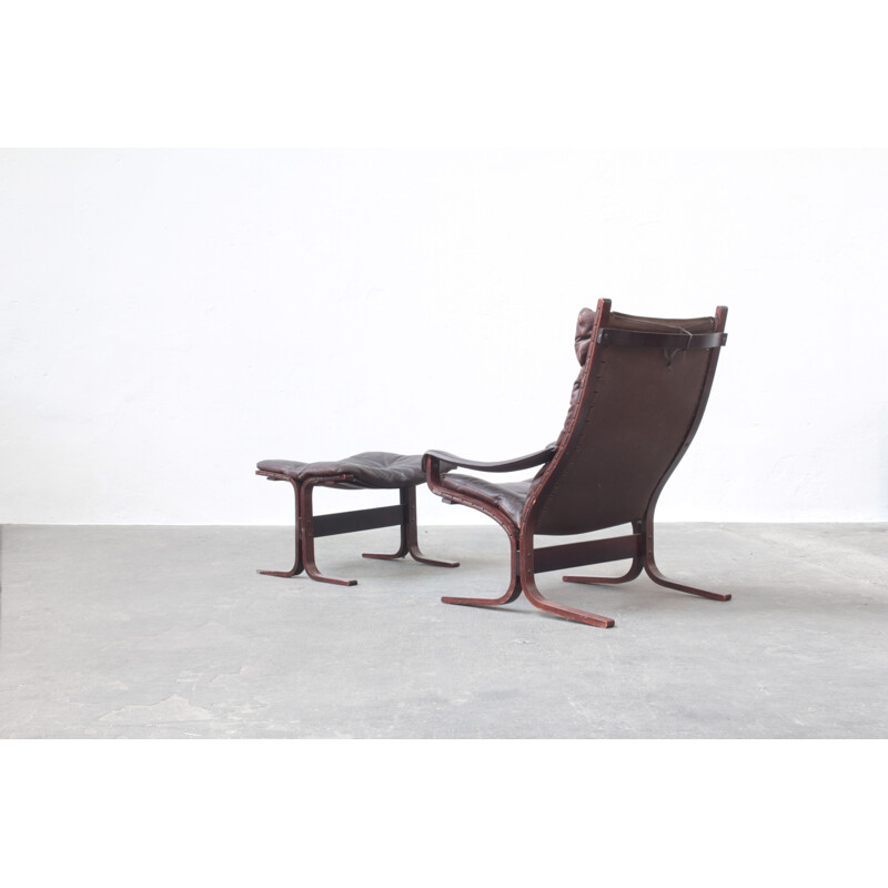 Fauteuil avec un repose pieds ottoman vintage par Ingmar Relling pour Westnofa, 1960