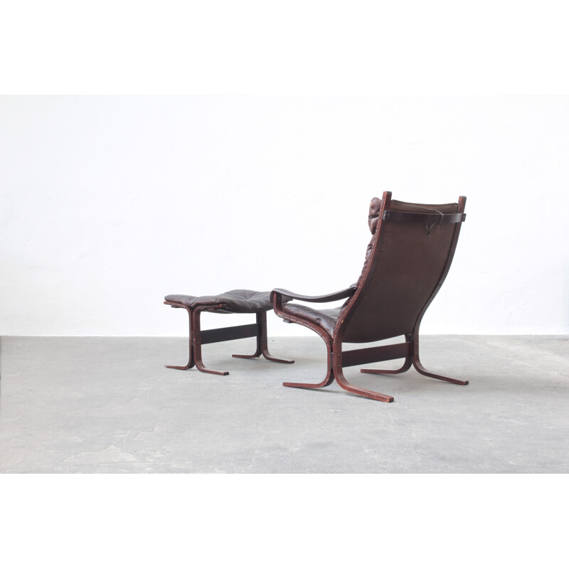 Vintage armchair with footrest ottoman by Ingmar Relling for Westnofa, 1960s