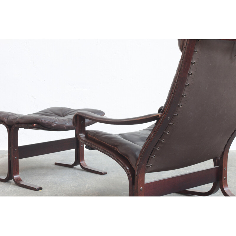 Vintage armchair with footrest ottoman by Ingmar Relling for Westnofa, 1960s