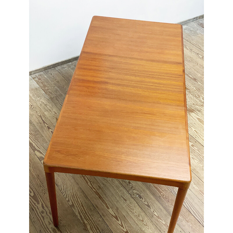 Extendable mid century teak dining table by H.W. Klein for Bramin, Denmark 1950s