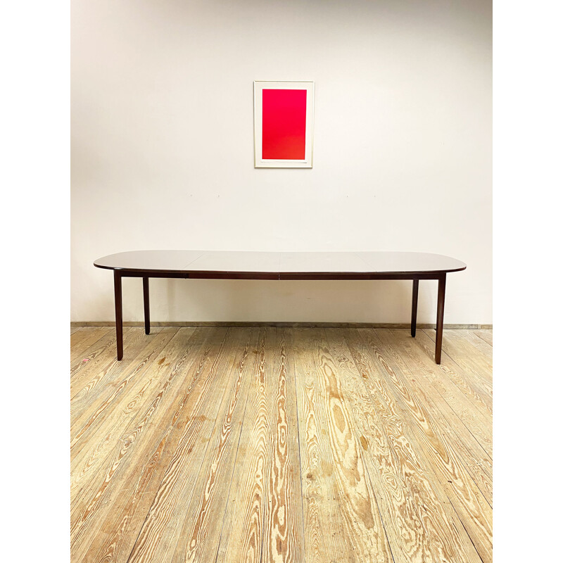 Extendable mid century mahogany dining table by Ole Wanscher for Poul Jeppensens, Denmark 1950s