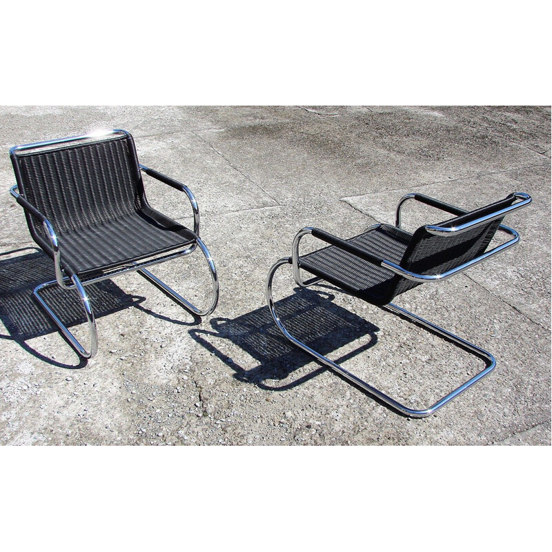 Pair of bauhaus armchairs vintage by Franco Albini for Tecta , Germany 1970s