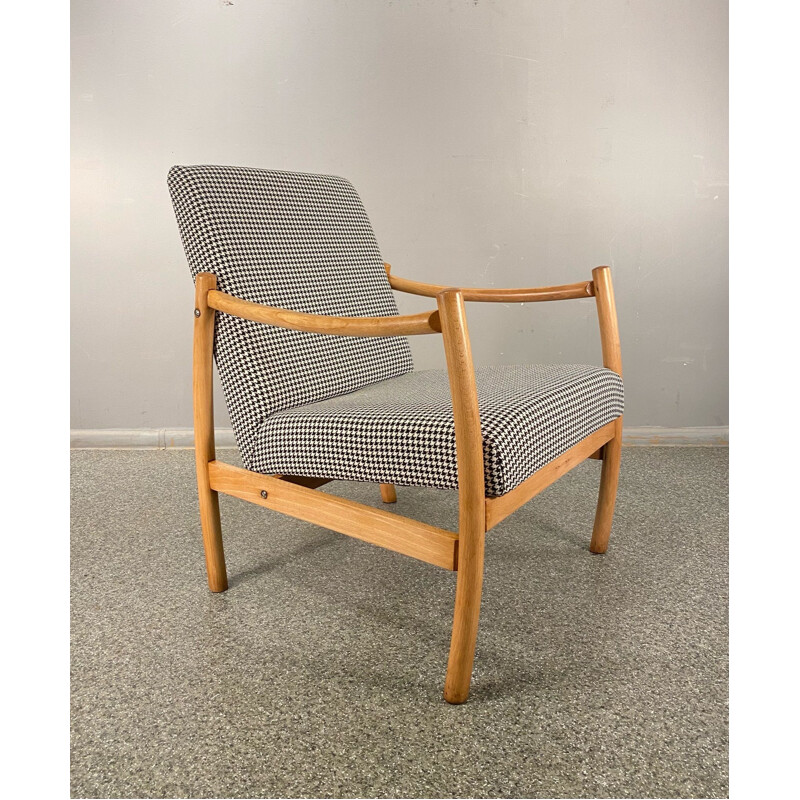 Vintage bent ash club armchair, Poland 1960s