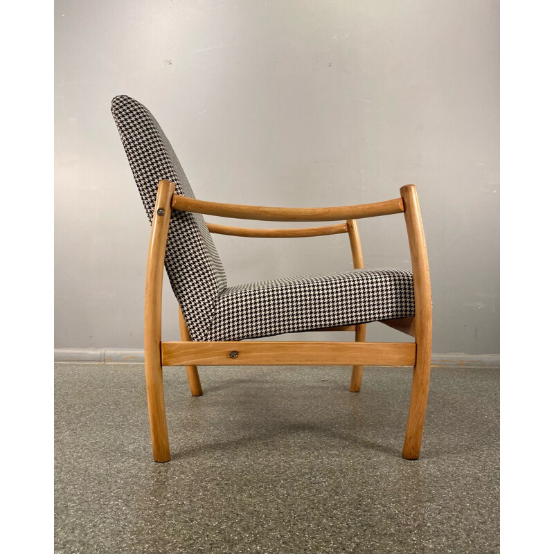 Vintage clubfauteuil van gebogen essenhout, Polen 1960