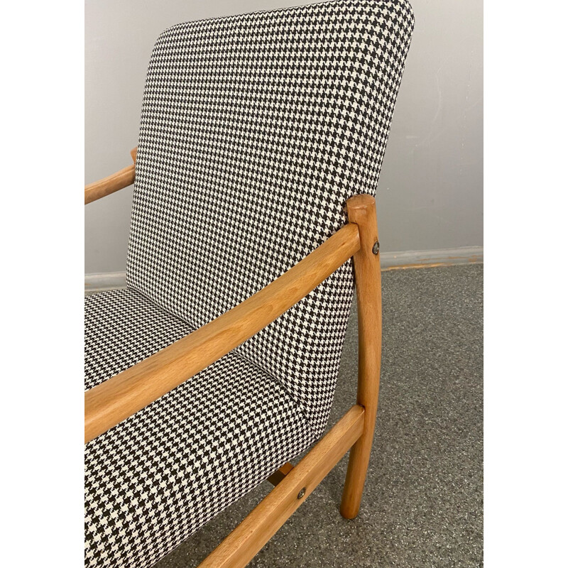 Vintage clubfauteuil van gebogen essenhout, Polen 1960