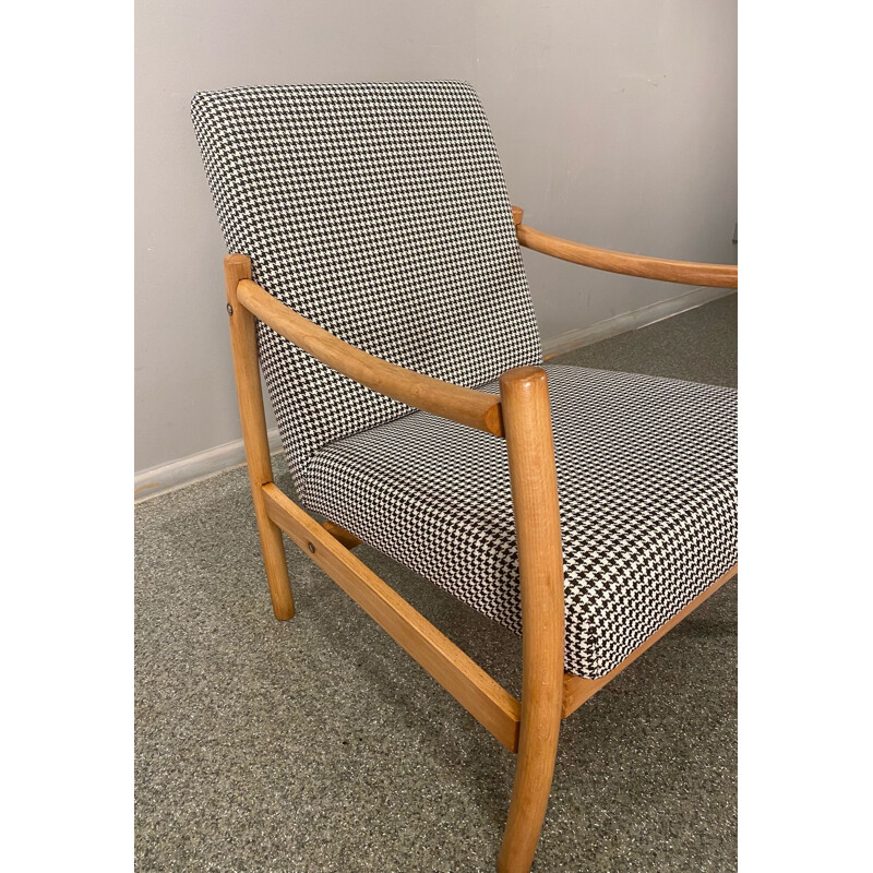 Vintage clubfauteuil van gebogen essenhout, Polen 1960