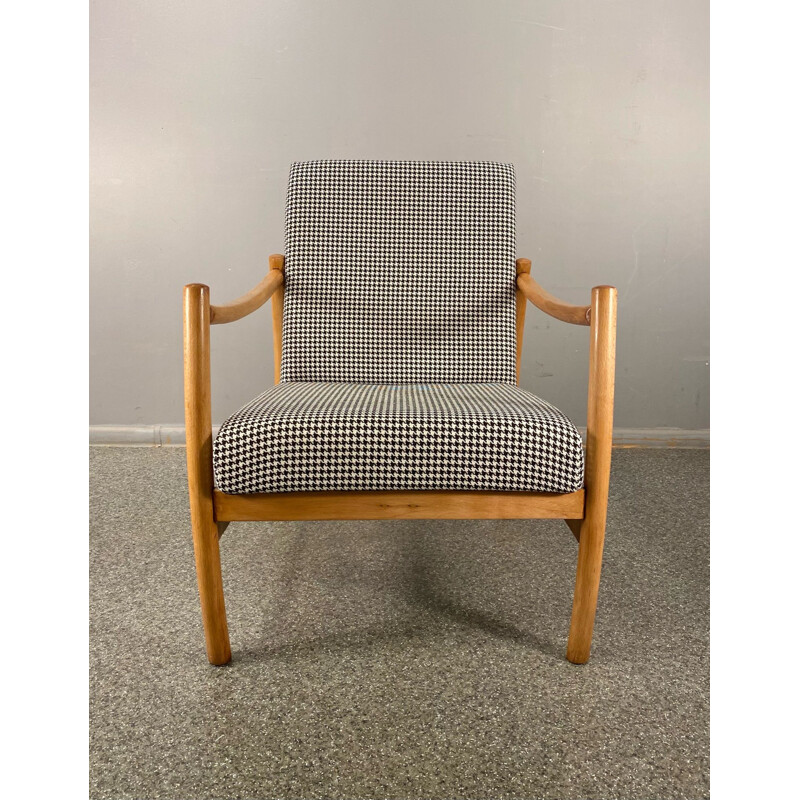 Silla club vintage de fresno curvado, Polonia 1960