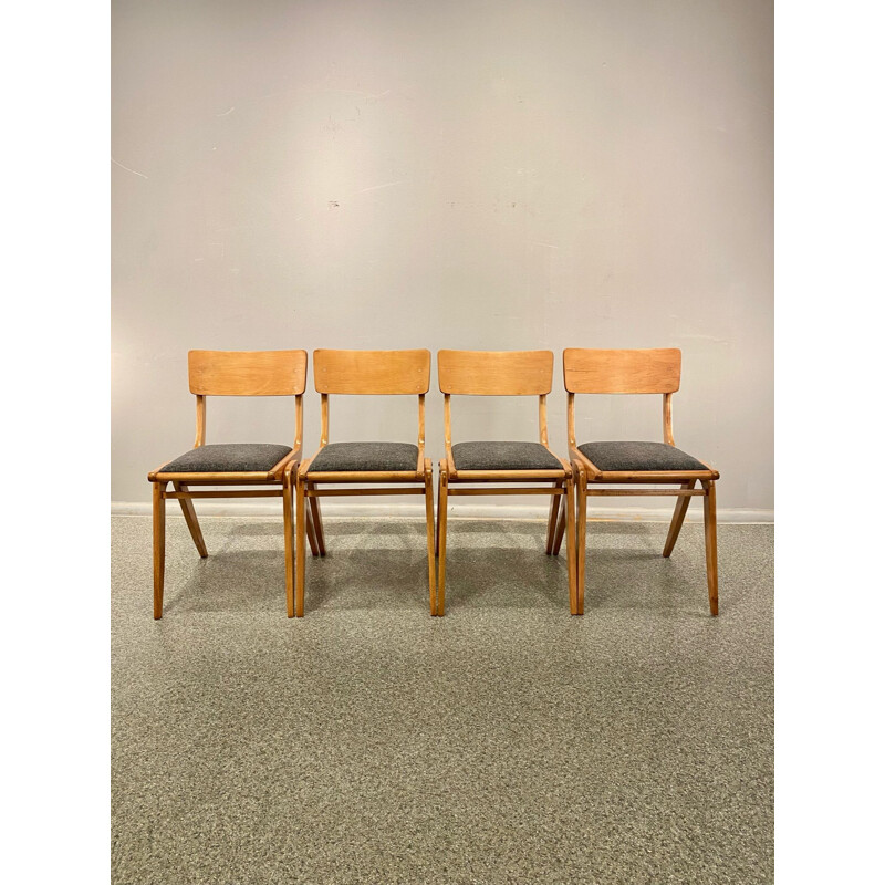 Set van 4 vintage boemerangstoelen in beukenhout 60 van Gościcińska Fabryka Mebli