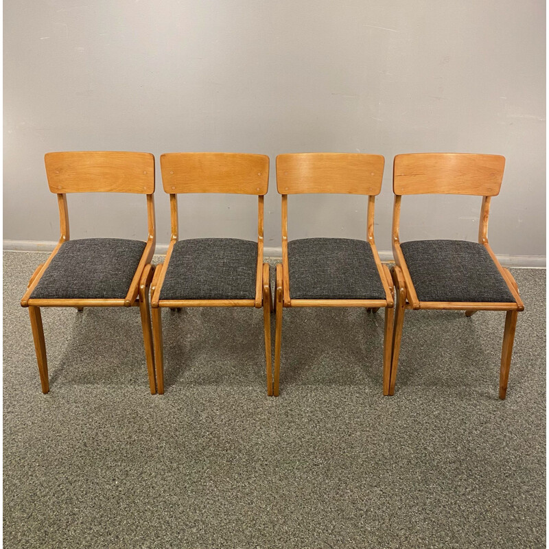 Set of 4 vintage beech boomerang chairs 60 from Gościcińska Fabryka Mebli