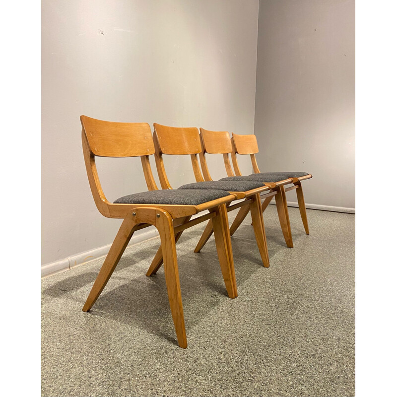 Set of 4 vintage beech boomerang chairs 60 from Gościcińska Fabryka Mebli