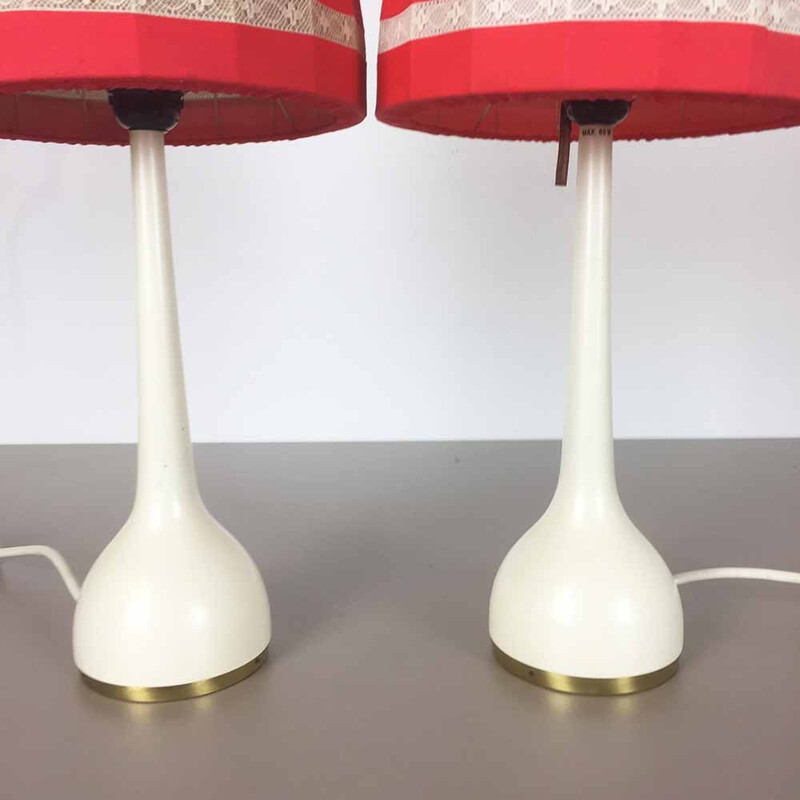 Paire de lampes de table scandinaves AB Markaryd en tissu rouge, Hans Agne JAKOBSSON - 1960