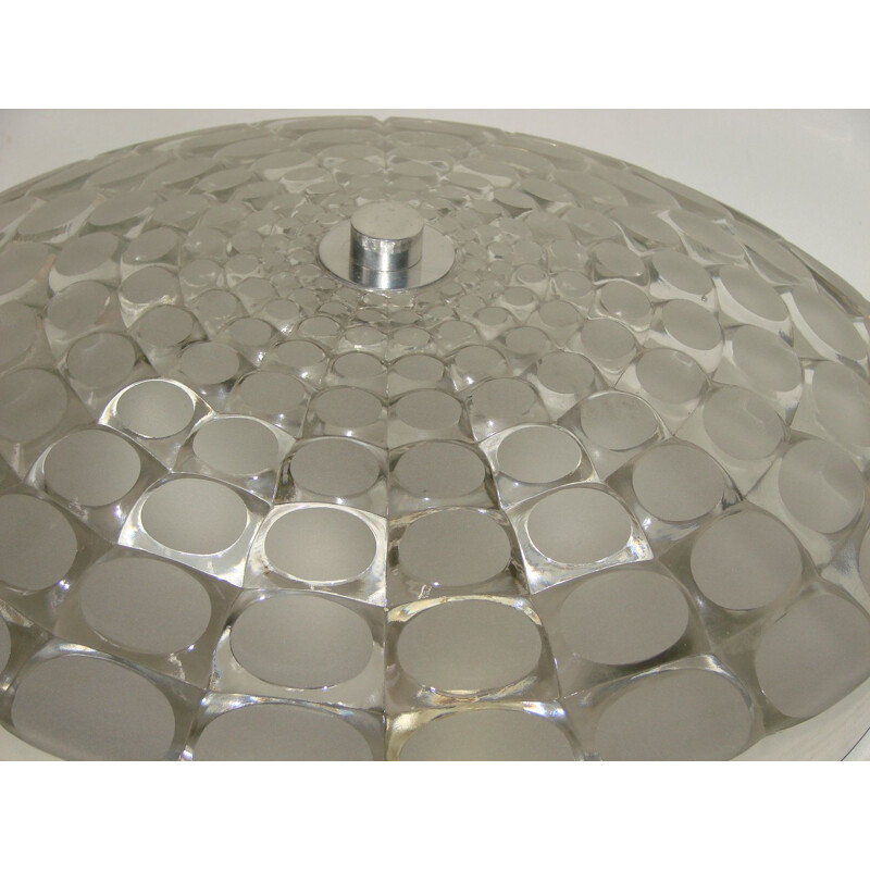 Vintage aluminium and glass ceiling light by Peill & Putzler, 1970s