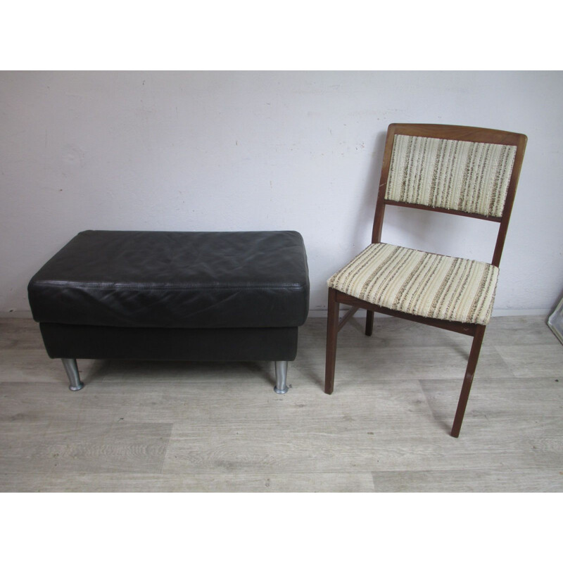 Large rectangular vintage pouffe with patina leather, Sweden 1980