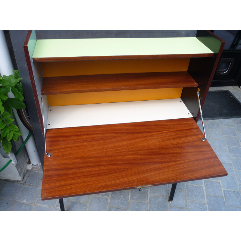 Vintage houten en metalen bureau, 1960