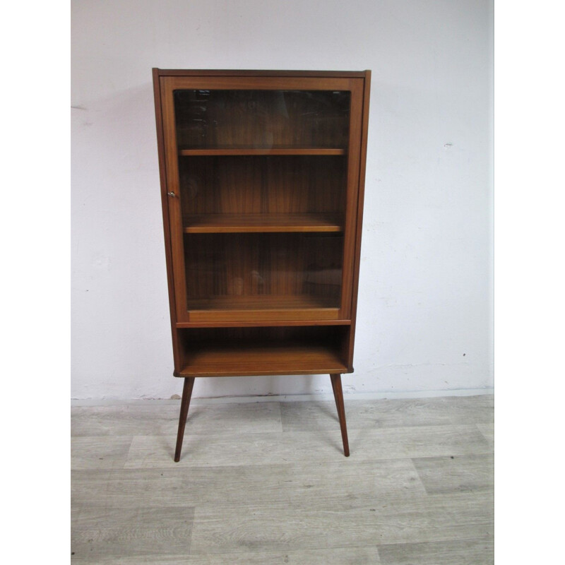 Vintage glazed display cabinet veneered with teak, 1970s