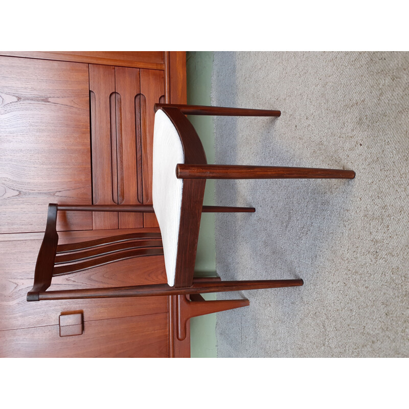 Vintage rosewood and velvet chair