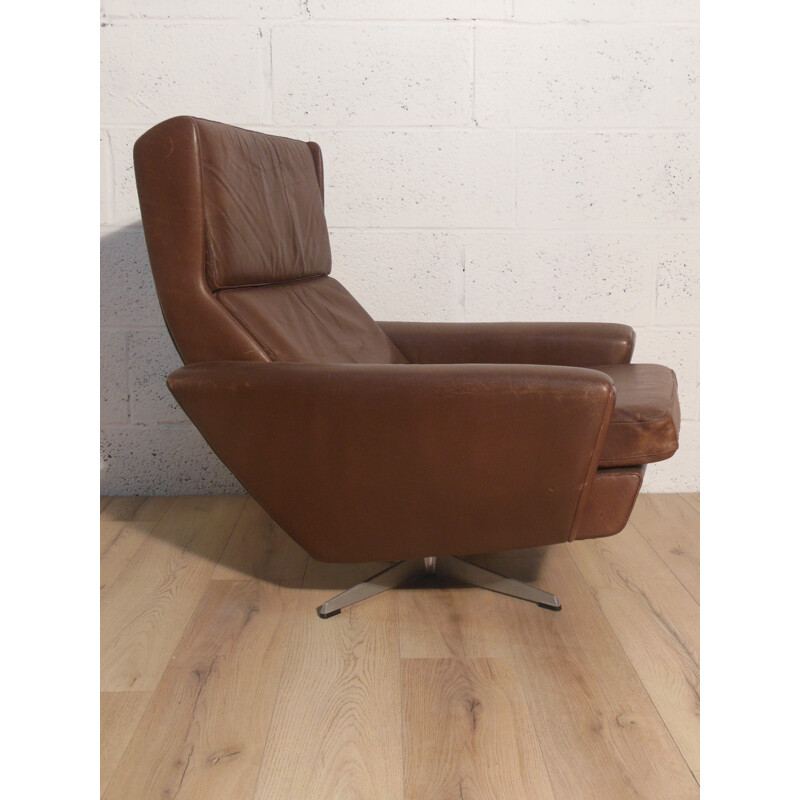 Brown leather loungechair and ottoman, Georg THAMS - 1960s