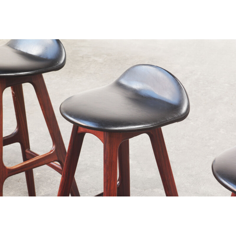 Set of 4 barstools vintage by Erik Buch for Odense Mobelfarik, Denmark 1960s