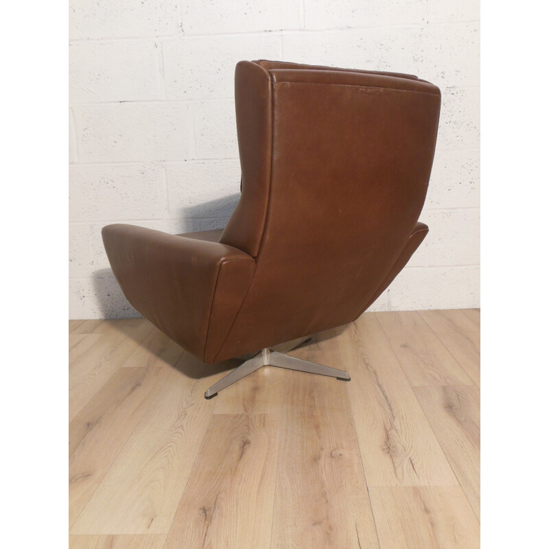 Brown leather loungechair and ottoman, Georg THAMS - 1960s