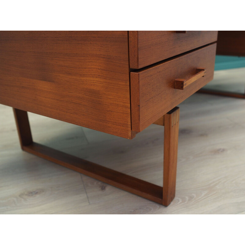 Vintage teak desk with solid wood legs by H. Jensen & T. Valeur, 1970s